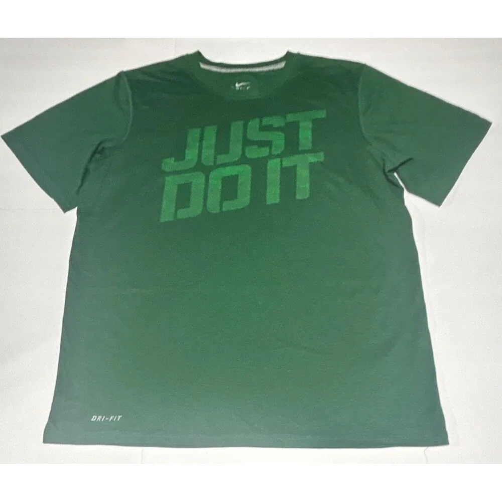 Nike Dri-FIT Men’s Medium Green Short Sleeve Crew Neck Graphic Tee “Just Do It”